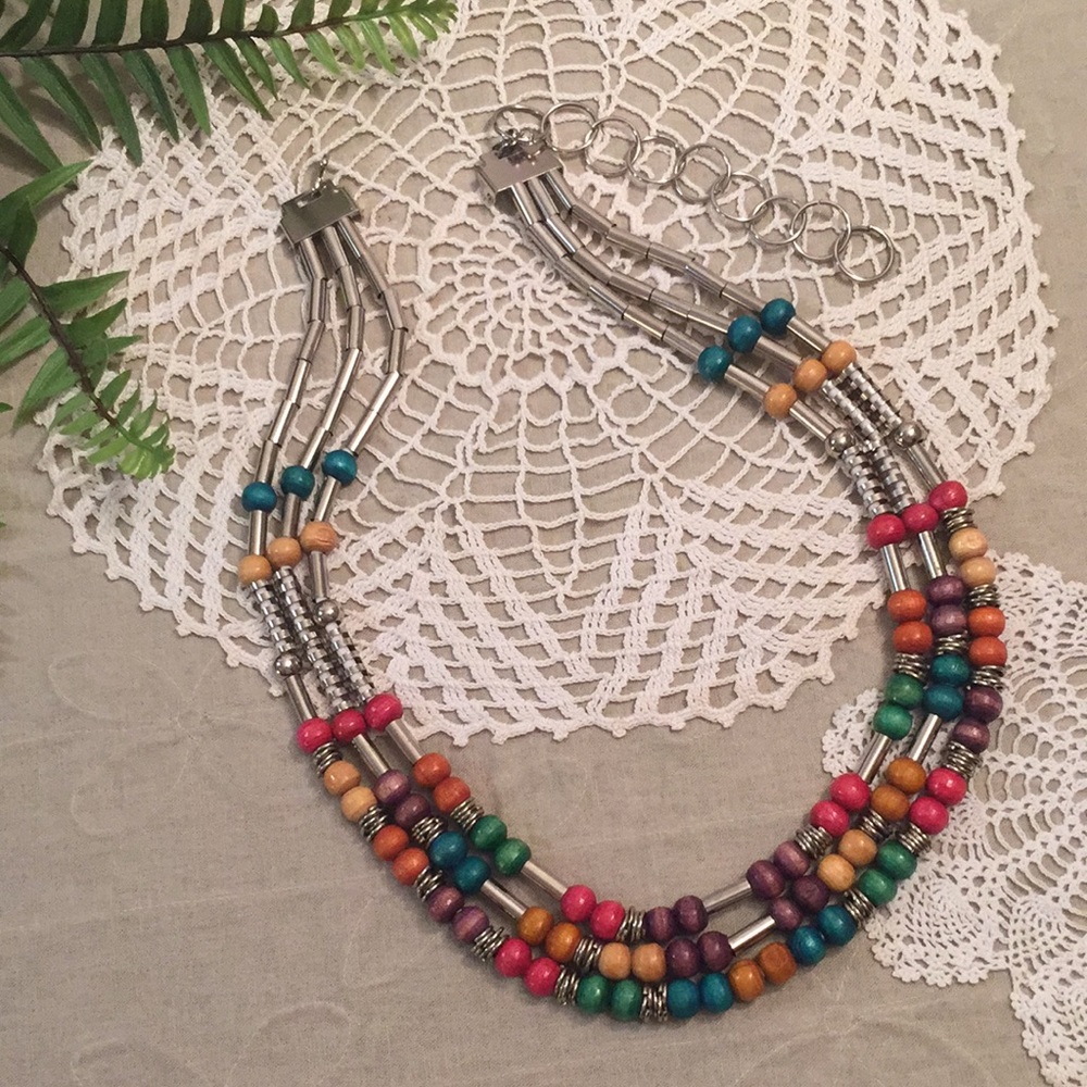 Vintage Adjustable Rainbow Beaded Swag Chain Belt